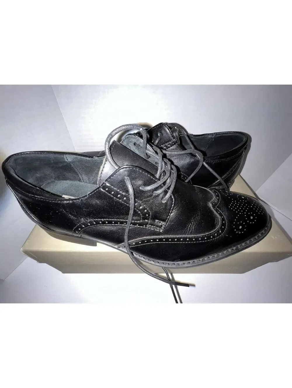 Joseph Abound Men's Black Leather Wingtip Lace-Up Oxford Dress Shoes Size 10 D
